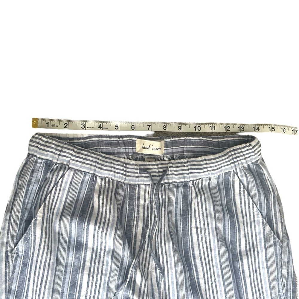 Land ‘n Sea Women’s Blue & White Striped Linen Relaxed Pants w/ Pockets Size S - Picture 5 of 9